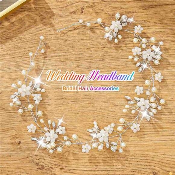 Flower Bride Wedding Hair Vine Crystal Bridal Headbands Flower Girls Headpiece - Picture 6 of 8